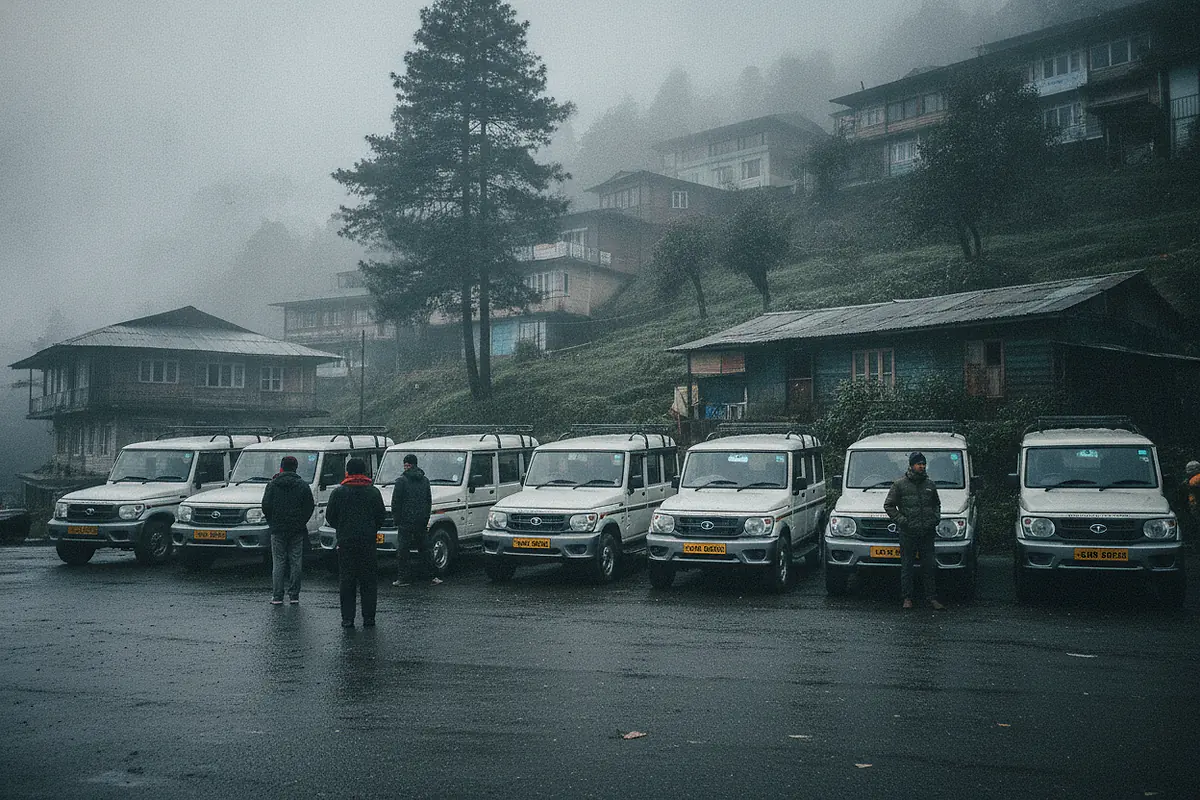 Shared jeep stand in Darjeeling