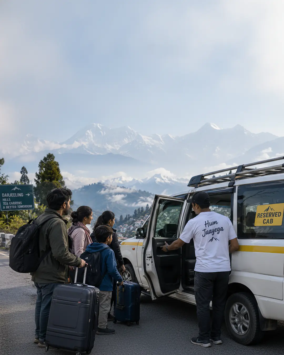Hero: family loading a private cab